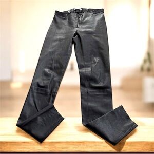 Alice+Olivia Women’s Lamb Leather Skinny Zip Front Leggings Pants Size 2 Black